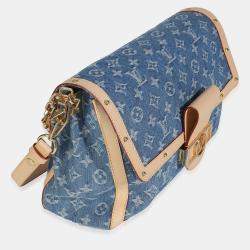 Pre Owned Louis Vuitton Blue Monogram Denim Dauphine Soft GM