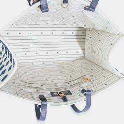 Pre Owned حقيبة لويس فويتون هامتونز أون ذا غو جي مطرزة بشعار المونوغرام بألوان زرقاء وبيج جاكار مطعمة