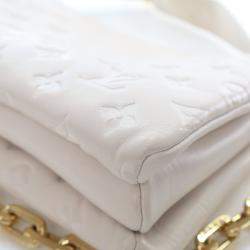 Pre Owned حقيبة لوي فيتون بيضاء منقوشة جلد الحمل كوسان بيم