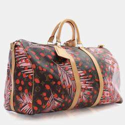 Pre Owned Louis Vuitton Monogram Keepall Limited Edition Jungle Dots