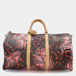 Pre Owned Louis Vuitton Monogram Keepall Limited Edition Jungle Dots