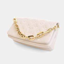 Pre Owned Louis Vuitton White Monogram Lambskin Pochette Coussin