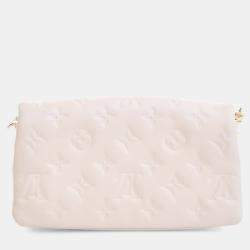 Pre Owned Louis Vuitton White Monogram Lambskin Pochette Coussin