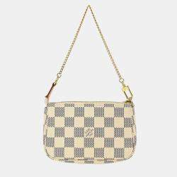 مملوكة مسبقًا Louis Vuitton Damier Azur Mini Blue White Coated Canvas Pochette Accessoires Bag