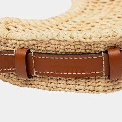 Pre Owned Louis Vuitton Beige Brown Raffia By the Pool Croissant MM