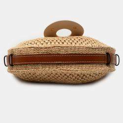 Pre Owned Louis Vuitton Beige Brown Raffia By the Pool Croissant MM