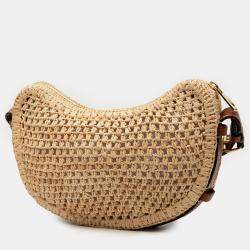 Pre Owned Louis Vuitton Beige Brown Raffia By the Pool Croissant MM