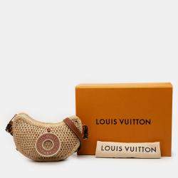 Pre Owned Louis Vuitton Beige Brown Raffia By the Pool Croissant MM