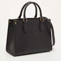 Pre Owned حقيبة لويس فيتون أونثيغو جلد إيمبرتينت مونوغرامية سوداء PM