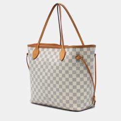 Pre Owned Louis Vuitton White Damier Azur Neverfull MM