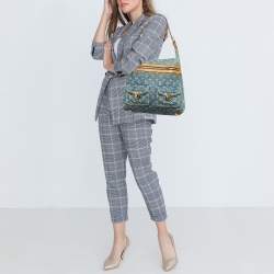 Pre Owned حقيبة لوي فيتون دنيم أزرق مونوجرامي باغي كبيرة GM