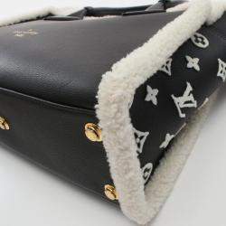 Pre Owned Louis Vuitton On My Side Mm Handbag Taurillon Leather Black