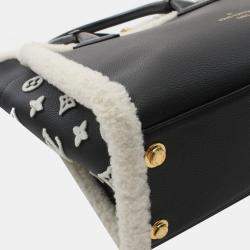 Pre Owned Louis Vuitton On My Side Mm Handbag Taurillon Leather Black