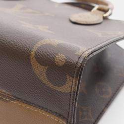 Pre Owned Louis Vuitton On The Go Pm Monogram Reverse Handbag Coated Canvas Brown Beige