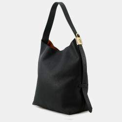 Pre Owned حقيبة لويس فيتون لوكي هوبو مم كتف جلد عجل محبب أسود