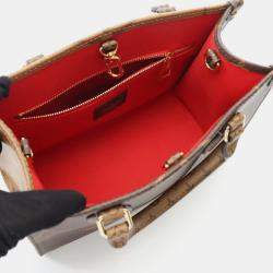 Pre Owned Louis Vuitton On The Go Pm Handbag In Coated Canvas With Monogram Giant Reverse Brown And Beige