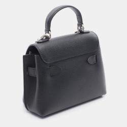Pre Owned Louis Vuitton Lockme Evermini Handbag In Grained Calfskin Leather Black