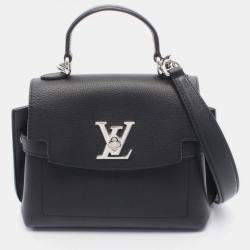 Pre Owned Louis Vuitton Lockme Evermini Handbag In Grained Calfskin Leather Black