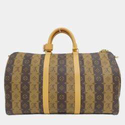 مملوكة مسبقًا Louis Vuitton Monogram Stripe (Lv Squared) Keepall Bandouliere 50Cm Boston Bag