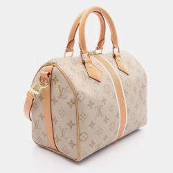 مملوكة مسبقًا حقيبة يد لويس فيتون سبيدي باندوليير 25 كانفاس ومونوكانفاس جلد بيج