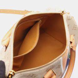 مملوكة مسبقًا حقيبة يد لويس فيتون سبيدي باندوليير 25 كانفاس ومونوكانفاس جلد بيج