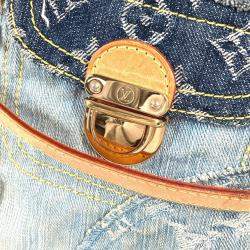 مملوكة مسبقًا حقيبة كتف بوستي قماش أزرق لوي فيتون مونوغرام دينم باتشوورك كروس بودي رسول