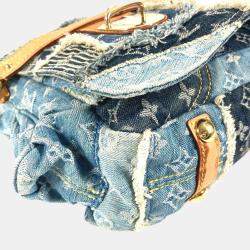 مملوكة مسبقًا حقيبة كتف بوستي قماش أزرق لوي فيتون مونوغرام دينم باتشوورك كروس بودي رسول