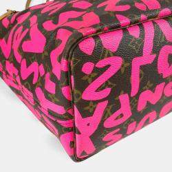 مملوكة مسبقًا حقيبة لويس فيتون نيفرفول جي إم قماش كتف مونوغرام جرافيتي وردي فوشيا