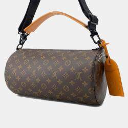 مملوكة مسبقًا Louis Vuitton Shoulder Bag Monogram Macassar Soft Polochon Handbag Black