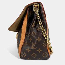 Pre Owned Louis Vuitton M47149 Monogram Dauphine Soft Gm Bag Crossbody Flap Handbag Chain 2-Way Shoulder Canvas Brown