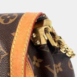 Pre Owned Louis Vuitton M47149 Monogram Dauphine Soft Gm Bag Crossbody Flap Handbag Chain 2-Way Shoulder Canvas Brown