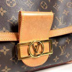Pre Owned Louis Vuitton M47149 Monogram Dauphine Soft Gm Bag Crossbody Flap Handbag Chain 2-Way Shoulder Canvas Brown