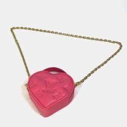 Pre Owned حقيبة كتف/يد لوي فيتون قلب بوبلجرام فقاعي حافظة 2 في 1 جلد فاكهة التنين وردية