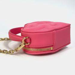 Pre Owned حقيبة كتف/يد لوي فيتون قلب بوبلجرام فقاعي حافظة 2 في 1 جلد فاكهة التنين وردية