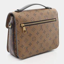 مملوكة مسبقًا حقيبة يد لوي فيتون ميتيس م.م. في قماش مطلي وجلد مع مونوجرام عكسي بني أسود