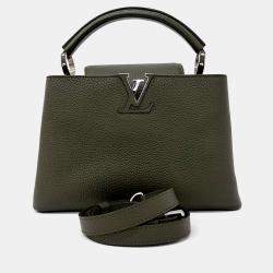 Pre Owned Louis Vuitton Green Leather Capucines BB