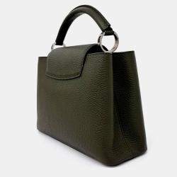 Pre Owned Louis Vuitton Green Leather Capucines BB