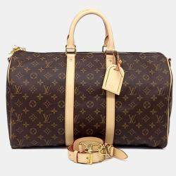 مملوكة مسبقًا Louis Vuitton Brown Coated Canvas Monogram Bandouliere Keepall 45