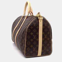 مملوكة مسبقًا Louis Vuitton Brown Coated Canvas Monogram Bandouliere Keepall 45