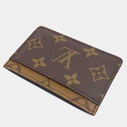 Pre Owned حامل بطاقات لوي فيتون مونوغرام بني معاكس قماش مطلي