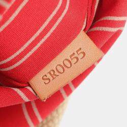 Pre Owned Louis Vuitton Antigua Cabas MM Beige Red Canvas Tote Bag