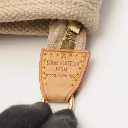 Pre Owned Louis Vuitton Antigua Cabas MM Beige Red Canvas Tote Bag