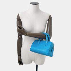 Pre Owned Louis Vuitton Nanogram Speedy Bandouliere Blue Monogram Calf Leather Size 20