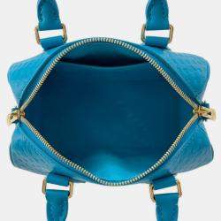 Pre Owned Louis Vuitton Nanogram Speedy Bandouliere Blue Monogram Calf Leather Size 20