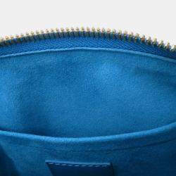 Pre Owned Louis Vuitton Nanogram Speedy Bandouliere Blue Monogram Calf Leather Size 20