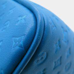 Pre Owned Louis Vuitton Nanogram Speedy Bandouliere Blue Monogram Calf Leather Size 20