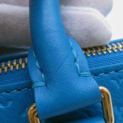 Pre Owned Louis Vuitton Nanogram Speedy Bandouliere Blue Monogram Calf Leather Size 20