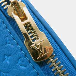 Pre Owned Louis Vuitton Nanogram Speedy Bandouliere Blue Monogram Calf Leather Size 20