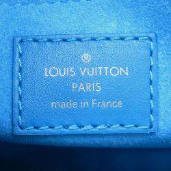 Pre Owned Louis Vuitton Nanogram Speedy Bandouliere Blue Monogram Calf Leather Size 20