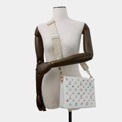 Pre Owned Louis Vuitton Coussin Blanc/Pink Monogram Lamb Leather Size Pm